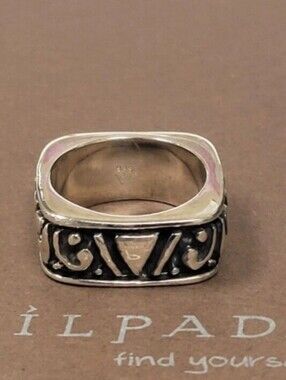 Rare Vintage Silpada .925 Sterling Silver Square Scroll Filigree Ring R0835